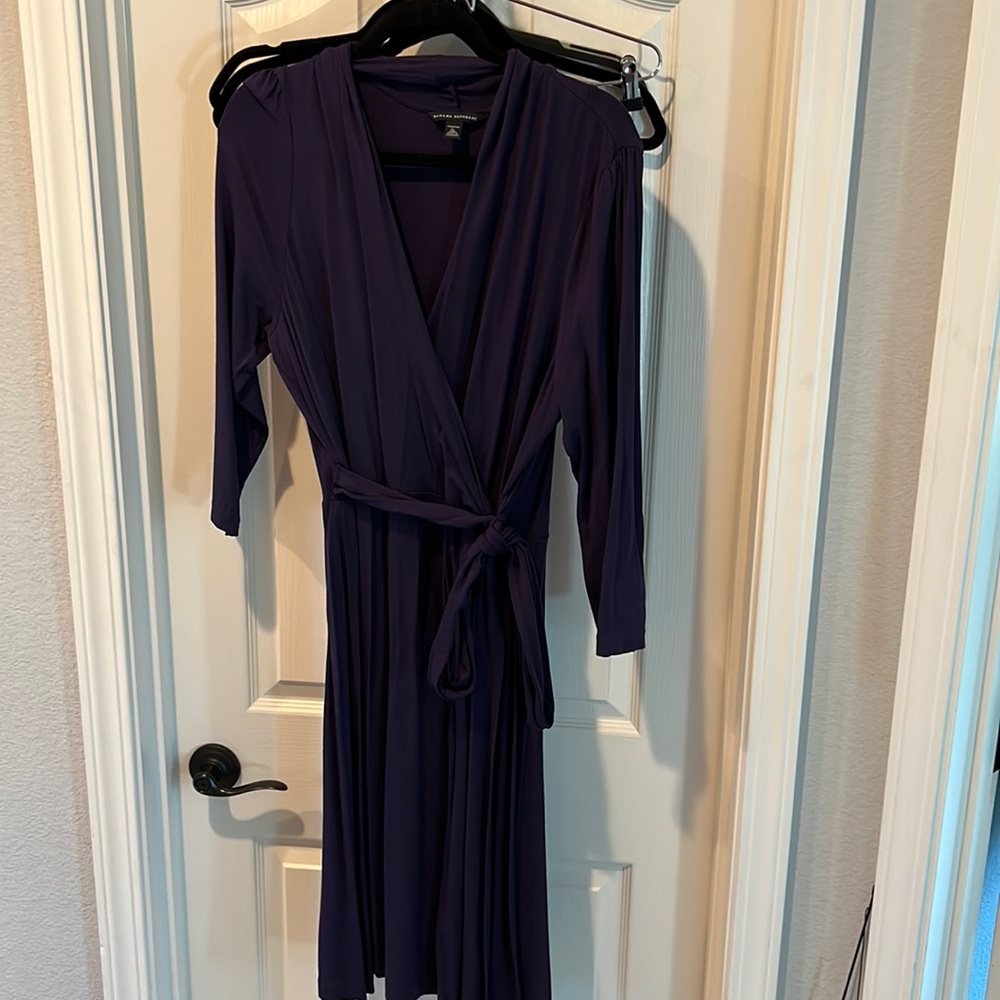 Banana Republic purple eggplant wrap stretch knit dress Size XL vampire diaries
